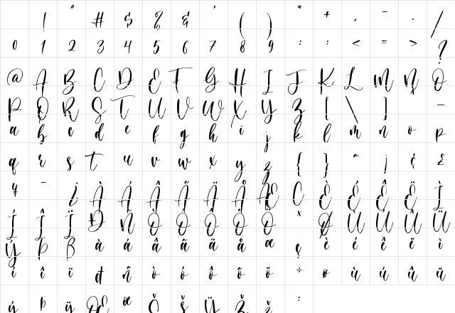 Blessing Day Regular Character Map