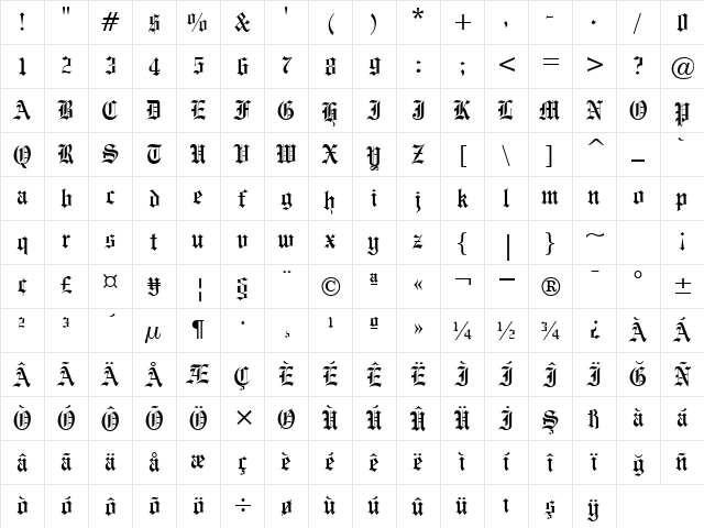 00347 Regular Character Map