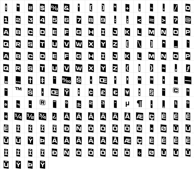 a_LineaSansCmDn Bold Character Map
