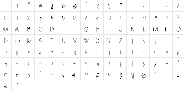 Parisian-Thin Hollow Regular Character Map Parisian-Thin Hollow Regular Character Map
