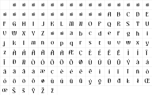 CHASLOW Regular Character Map