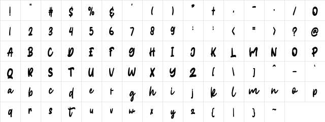 Burgundy Script Character Map Burgundy Script Character Map