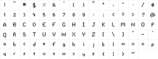 BitsyButton Regular Character Map BitsyButton Regular Character Map