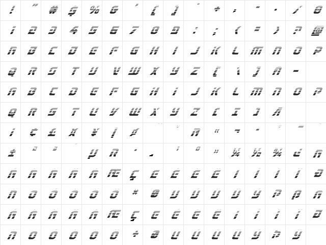 Legio Sabina Gradient Italic Italic Character Map