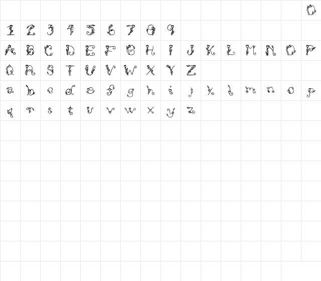 LSTulips Regular Character Map LSTulips Regular Character Map