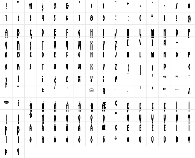Zirconian Condensed Condensed Character Map