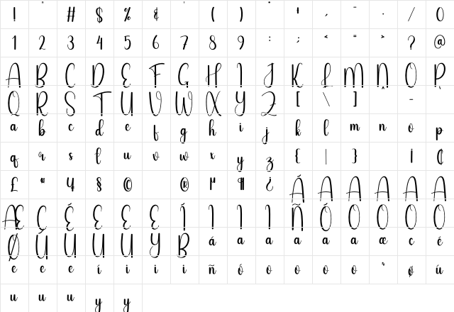 Baby Hellina Regular Character Map