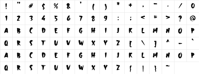 a Abrushow Regular Character Map