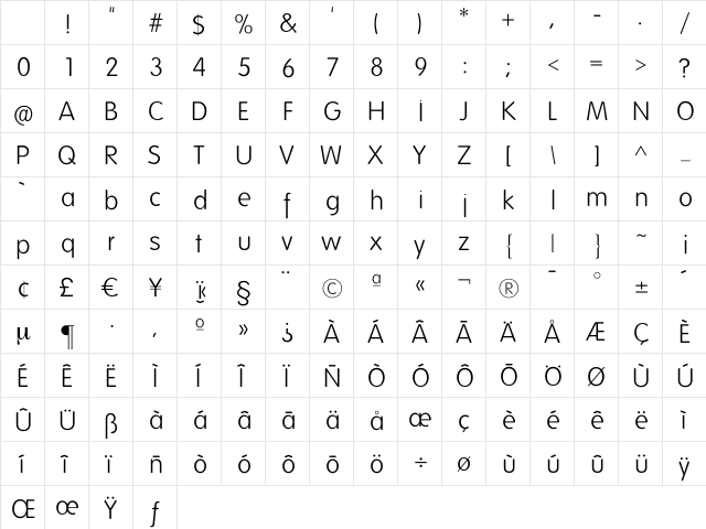 Folks-Light Regular Character Map Folks-Light Regular Character Map
