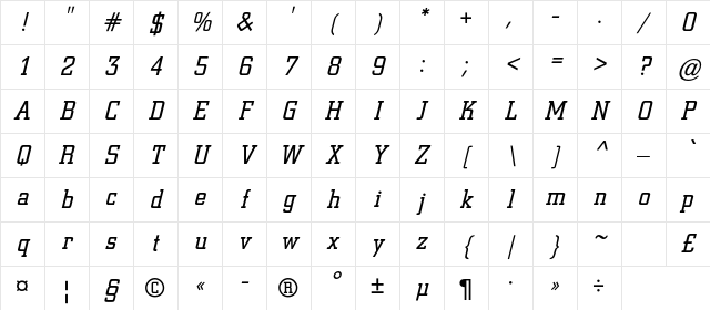 Coliseum-Italic Regular Character Map Coliseum-Italic Regular Character Map