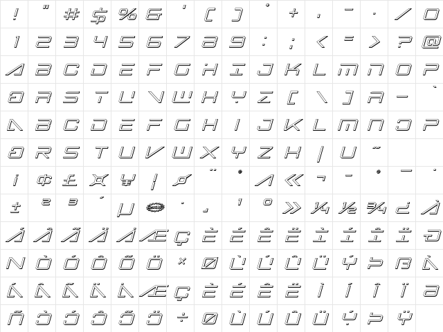 Banshee Pilot 3D Italic Italic Character Map Banshee Pilot 3D Italic Italic Character Map