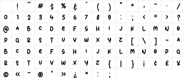 Shadow Beamer Regular Character Map