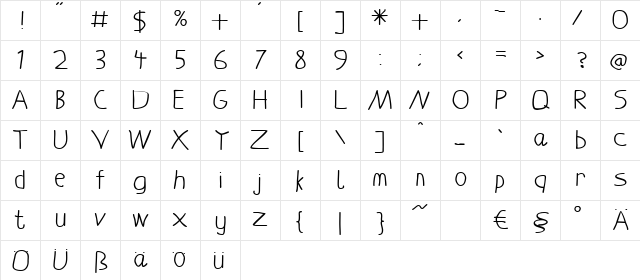 LaurensErste Regular Character Map LaurensErste Regular Character Map