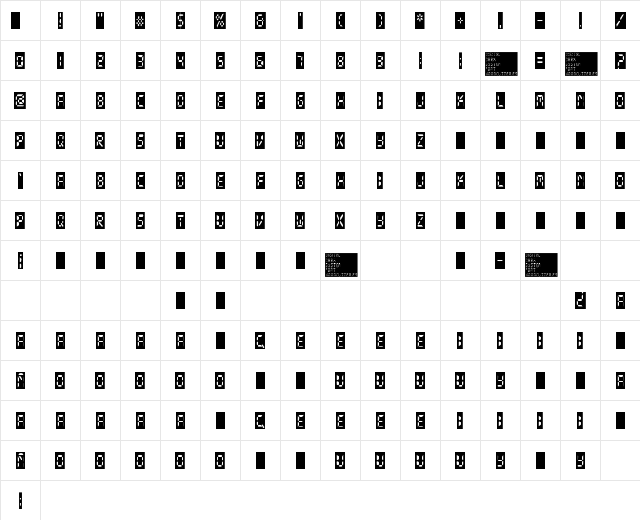 digital dark system Regular Character Map digital dark system Regular Character Map