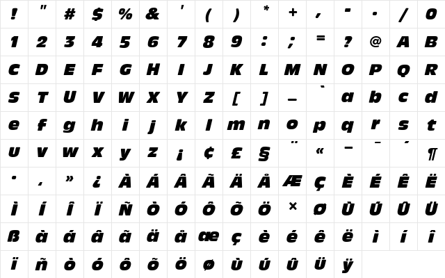 Antique Olive T Ro1 Regular Character Map