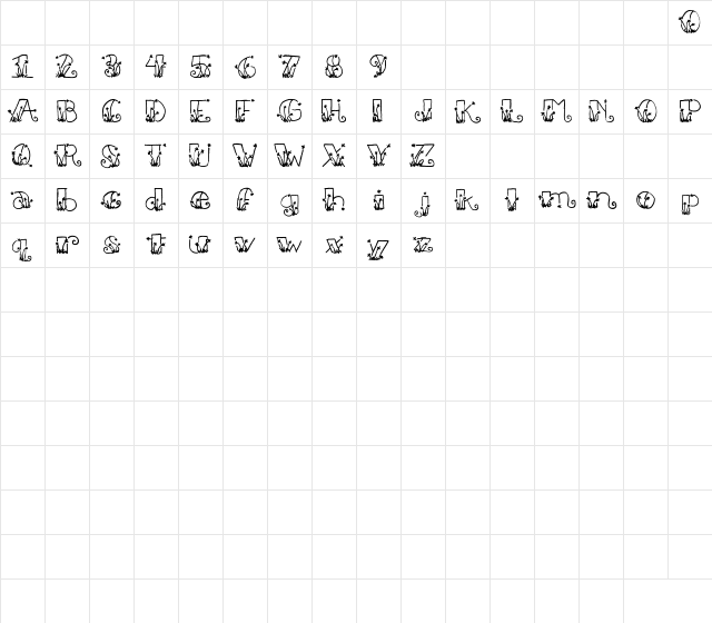 LSGarden Regular Character Map LSGarden Regular Character Map