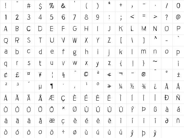 Bullfrog Regular Character Map Bullfrog Regular Character Map