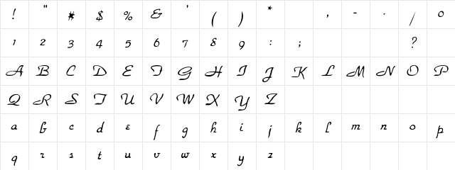 ParkHaven Regular Character Map