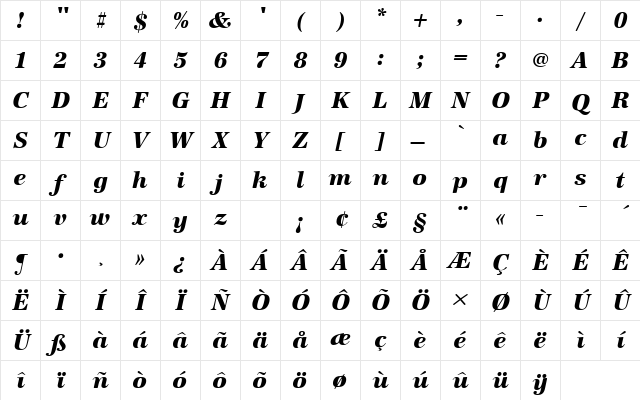 URWAntiquaTExtBolItaRo1 Regular Character Map URWAntiquaTExtBolItaRo1 Regular Character Map
