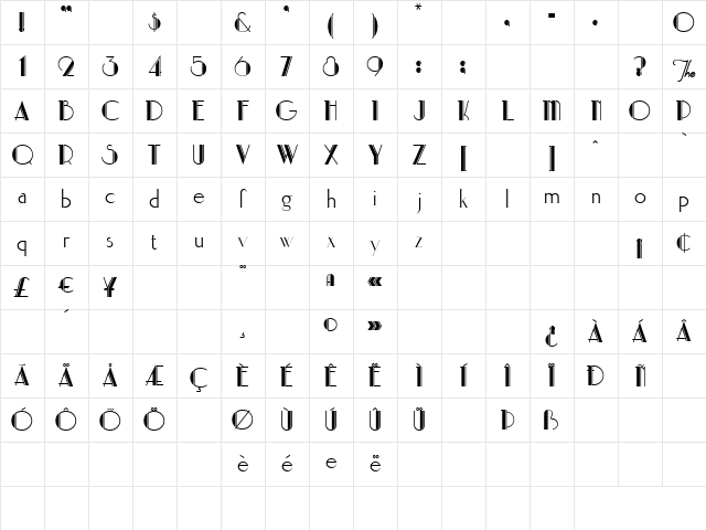ParkLane Revised Regular Character Map