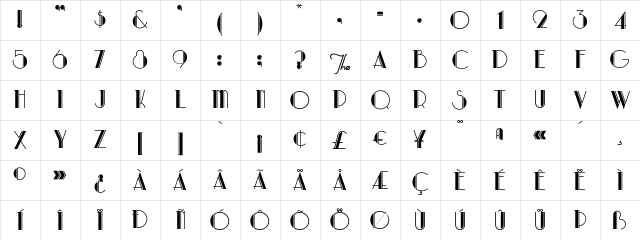 ParkLane Regular Character Map