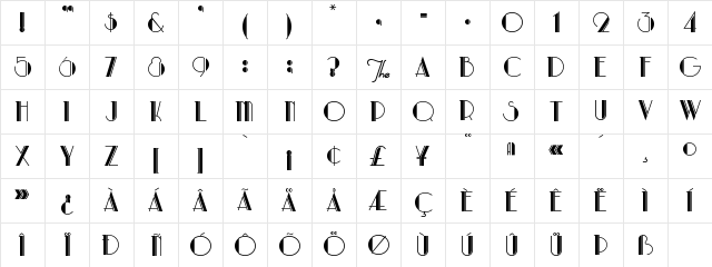 ParkLane Regular Character Map