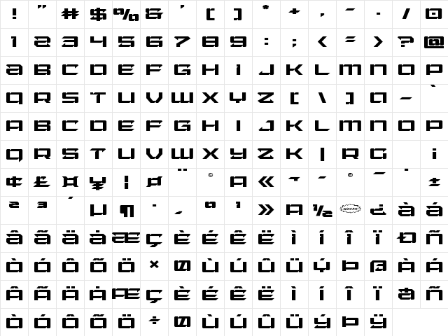 Laser Wolf Expanded Expanded Character Map Laser Wolf Expanded Expanded Character Map