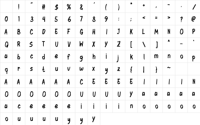 SHOUTER Regular Character Map SHOUTER Regular Character Map