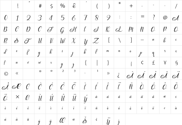 My Sunshine Regular Character Map My Sunshine Regular Character Map