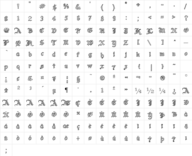 Old Wise Sketch Regular Character Map