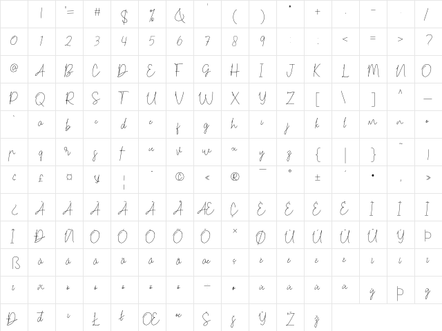 Carmelia Regular Character Map Carmelia Regular Character Map