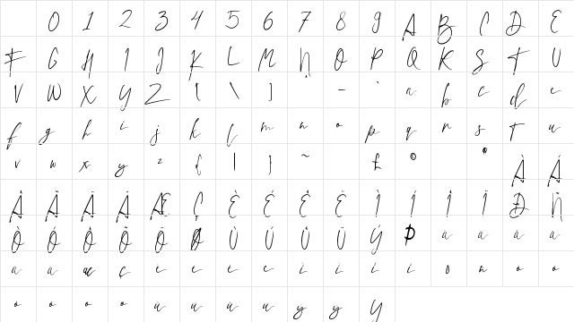 La Lune Free Script Regular Character Map La Lune Free Script Regular Character Map