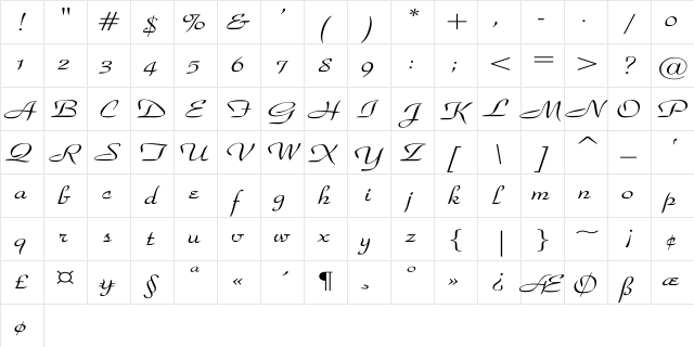 Park-Avenue-Ro Wd Regular Character Map