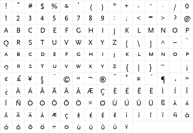 ADScalaSansCaps Regular Character Map