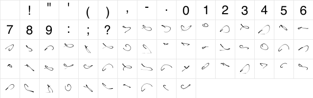 Yonk_Cursive Regular Character Map Yonk_Cursive Regular Character Map