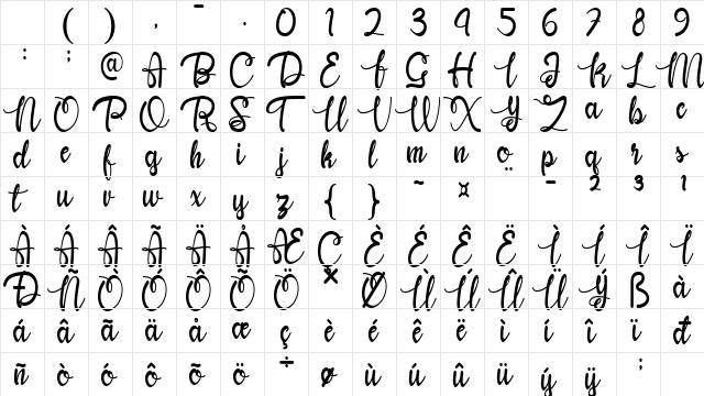 Yhulliantti Personal Use Only Regular Character Map Yhulliantti Personal Use Only Regular Character Map