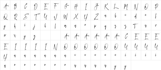 Happy Nature Demo Regular Character Map Happy Nature Demo Regular Character Map