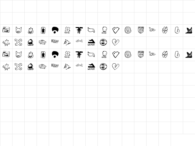 PARODY LOGOSKATE Regular Character Map