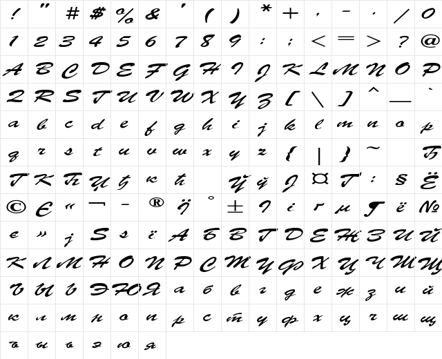 Parsek Expanded Regular Character Map Parsek Expanded Regular Character Map
