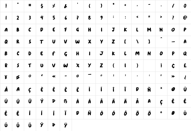 Los felis Regular Character Map Los felis Regular Character Map