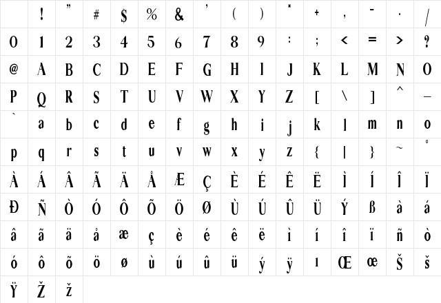 EXTRA Serif Regular Character Map EXTRA Serif Regular Character Map