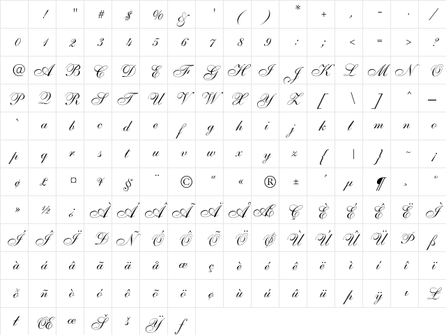 Parsons Italic Normal Italic Character Map Parsons Italic Normal Italic Character Map