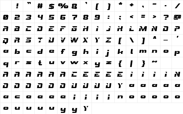 FULL-GASS Regular Character Map FULL-GASS Regular Character Map