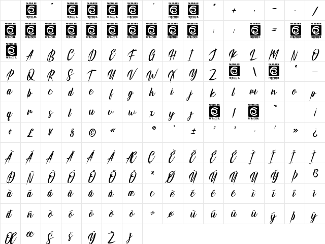 Kinghawk Regular Character Map