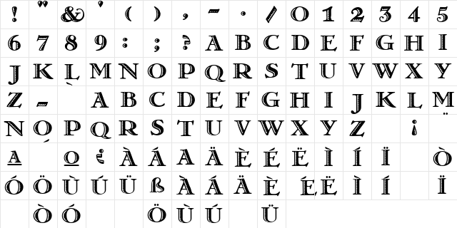 Matador Regular Character Map Matador Regular Character Map
