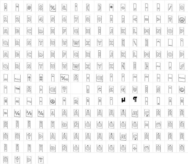 a_PlakatCmOtlDn Regular Character Map