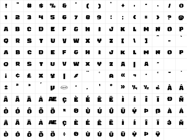 Jugger Rock Regular Character Map