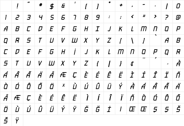 Armor Talk Regular Character Map
