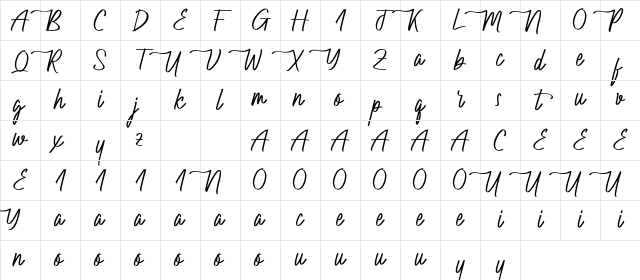 Nailmads Demo Regular Character Map