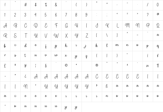Hello Bunny Regular Character Map Hello Bunny Regular Character Map